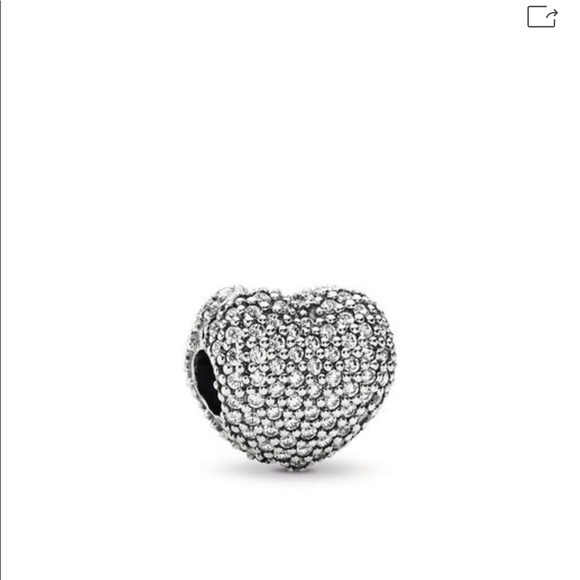 Authentic PANDORA Pave Heart crystal charm - Picture 2 of 4